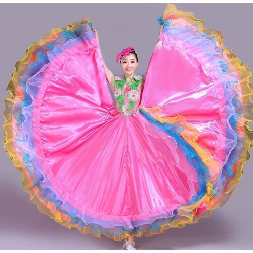 Flamenco Dress For Women Adult Elegant Spanish Bullfight Clothes Gypsy Skirt Ballroom Dance Big Swing Performance Costume VO1045