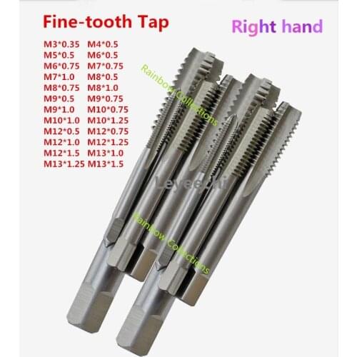 1pcs/lot Fine-tooth Taps M3M4/5/6*0.5 M7*0.75 M8/M9*1 M10*1.25 M12*1.5 Free shipping