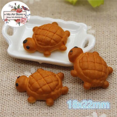 10PCS tortoise bread Resin Flat back Cabochon imitation food Art Supply Decoration Charm Craft
