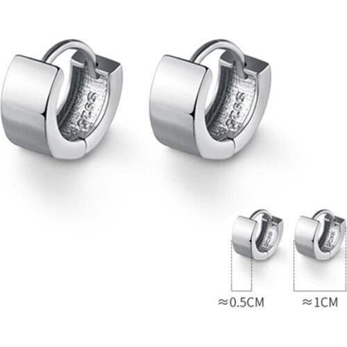 100% 925 Sterling Silver Geometric Smooth Round Circle Hoop Earrings For Women Girl Teen Piercing Small Ear Bones Fine Jewelry