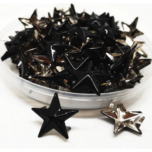 100pcs 15mm Black DIY Punk Star Studs Nailheads Rivets Spikes For Leathercraft Clothes Shoes Bags Decoration Clothing Hand