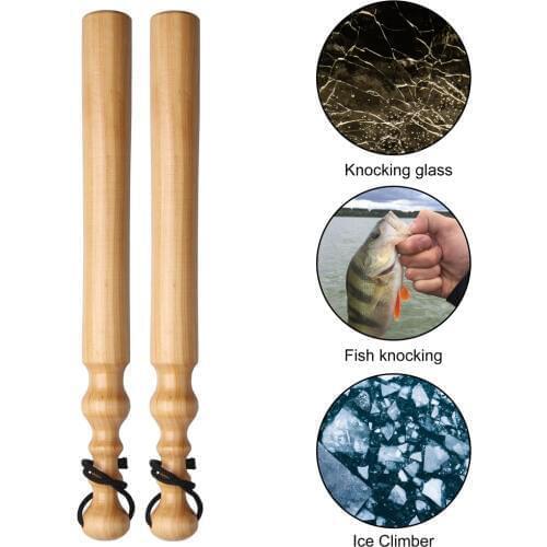 2pcs/set Wooden Fish Whacker Bat Fishing Priest (14Inch / 5.1OZ) Natural Wood Color coating Varnished