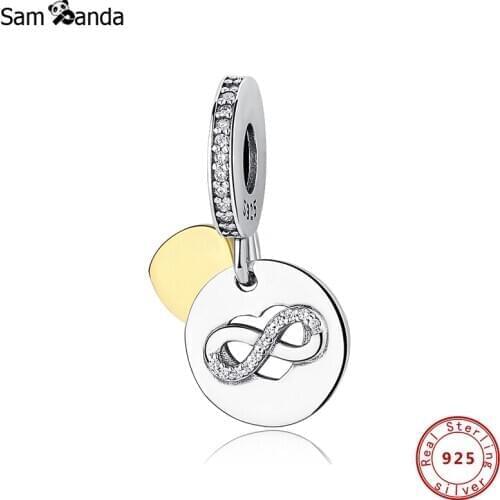 2020 100% Original 925 Sterling Silver CZ Charms Geometry Heart Pendant Fit Original Bracelets DIY Women Jewelry