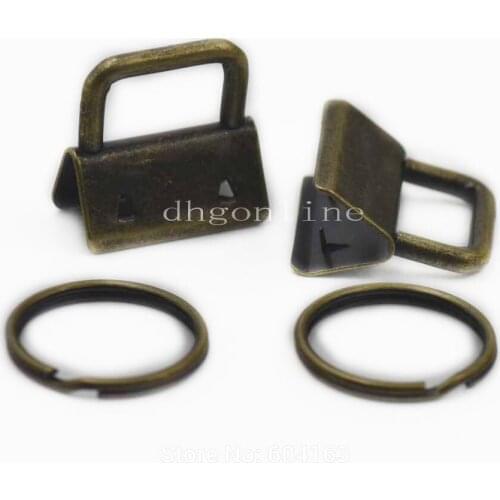 25 Pcs Bronze Key Fob Hardware 1" 25mm keychain Split ring for wrist Wristlets Cotton