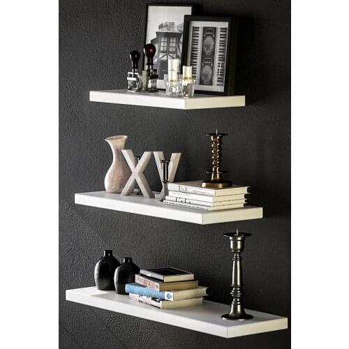 White 3 pcs Flying Wall Rack, 1. Grade of harmless to health. Size 30*15 - 40*15 - 50*15, decorative rack