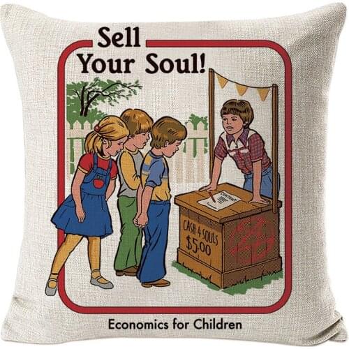 45X45CM Explosive Devil Summer Linen Pillowcase Car Creative Cushion Back Pillow European Sofa Cover