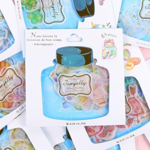 48pcs/pack Lovely jamjelly Sticker Drifting Bottle Gift PVC Gold Foil Bronzing Decoration DIY Scrapbooking Stationery Stickers