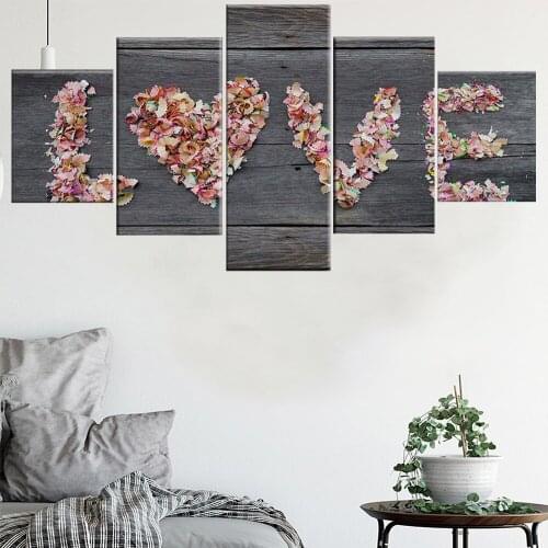 5 Pieces Wall Art Canvas Painting Love Home Flower Petals Barn Poster Modern Living Room Wall Painting For Decorating Pictures