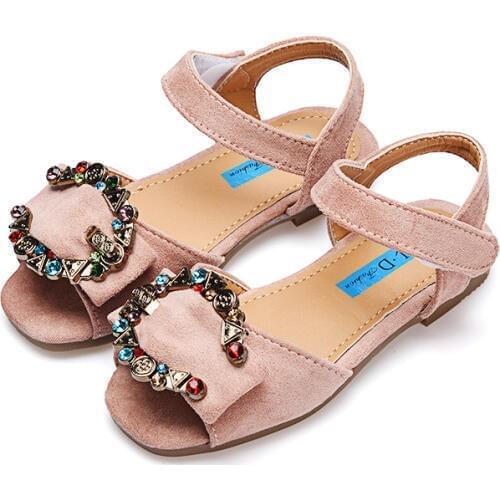 Summer Girls Kids Princess Shoes Rhinestones Girl Children Sandals Vintage Children Shoes Toddler Baby Kids Breathable Footwear