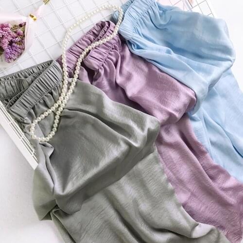 Wide-leg pants, cupro womens summer straight pants, new loose casual thin drape ice silk trousers