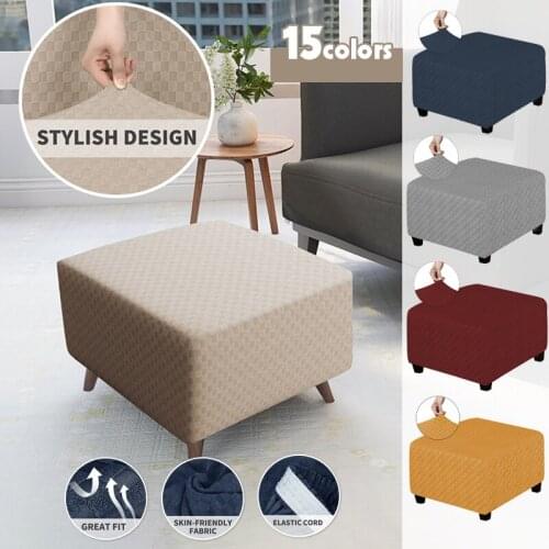 Ottoman Cover Slipcover Furniture Protector Covers Jacquard Elastic All-inclusive Footrest Footstool Sofa Slipcover Chair Covers