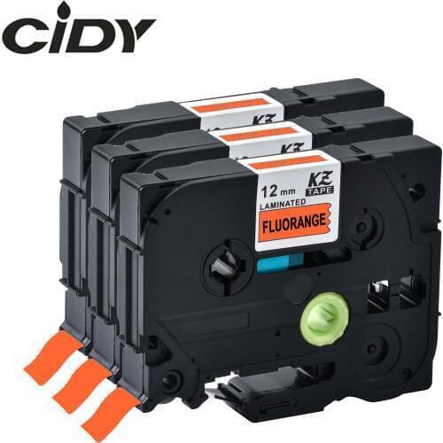 CIDY 12MM Black on Fluorescent Orange Laminated Label Tape Compatible TZE B31 TZ B31 TZE-B31 TZ-B31 For Brother Printers
