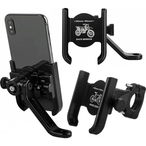 Aluminum Alloy Motorcycle Phone Holder Rearview Mirror GPS Navigation Bracket Mount Clip Bike Handlebar Cell Phone Support