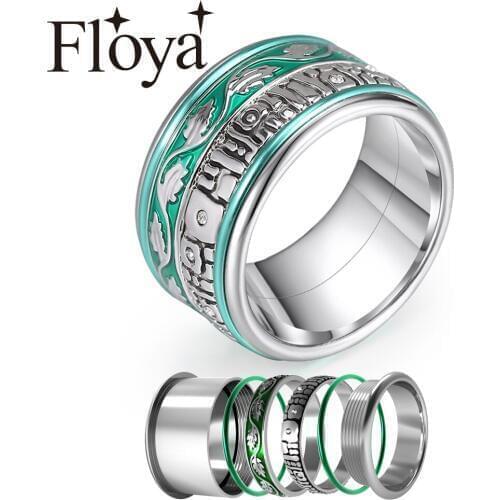Floya Boho Stainless Steel Rings For Women Leaf Band Copper Ring Interchangeable Arctic Symphony Rings