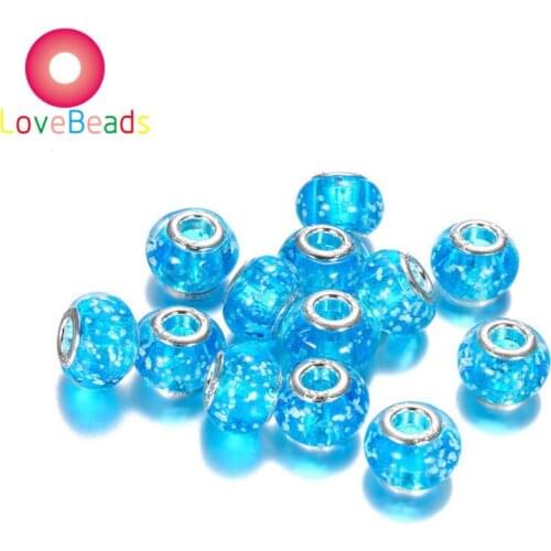 10Pcs Lot Round Beads Smooth Loose Big Hole Glass Night Luminous Beads for DIY Jewelry Making DIY Pandora Bracelet Chain Beading