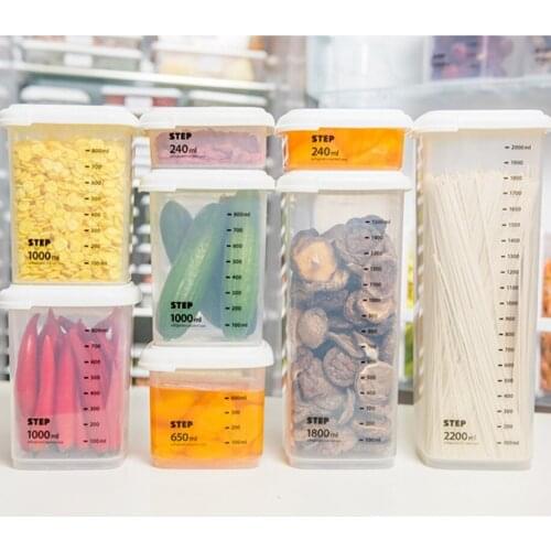 Food Storage Box Food Dispenser Crisper Kitchen Storage Box Transparent Food Canister with Scale Sealed Cans Keep Food Fresh