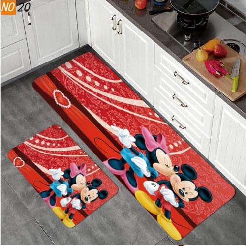 Disney Mickey Bathroom Entrance Door Mat Washable Non-slip Kitchen Floor Mat Bedside Area Rugs Waterproof Carpet