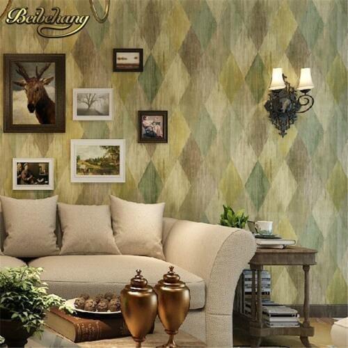 Beibehang leather wallpaper rollsc vintage faux rhombus bricks TV wall wall paper papel de parede para sala wall paper behang