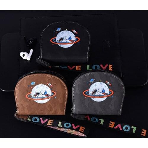 Creative Design Retro Printing Coin Purses Ladies Wallet Clutch Change Purse Female Mini Money Bag PU Leather Men Short Zipper
