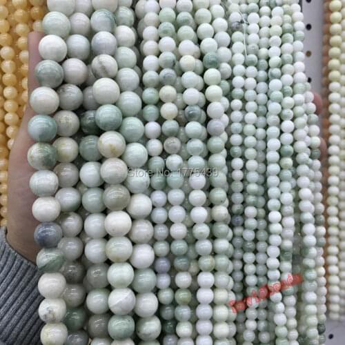 Free Shipping Wholesale 6mm 8mm 10mm 12mm Natural Stone White Green Jadee round Beads For Bracelet Necklace Jewelry Making