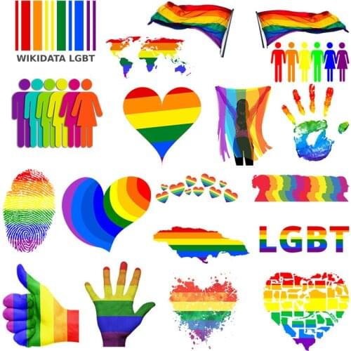LGBT rainbow banner slogan GAY heat transfer washable Patches large size clothing hot melt easy to badge iron on the T-shirt