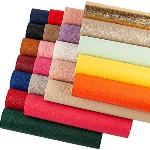 Solid Litchi Big Pattern PU Faux Leather Sheets Fabric A4 22x30cm for DIY Hair Bow Bags Earring Meterials