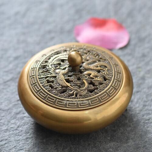 Dragon with Phoenix auspicious Metal Brass Copper Coils incense Zinc Alloy Censer Thurible burner Coil Incense burner Incensory