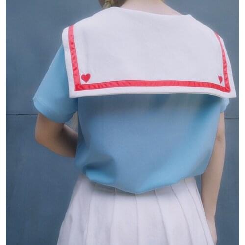 Cute Girls Harajuku Summer Sailor Collar Ice-cream Color Short Sleeve T-shirt Tee Tops White, Blue, Pink