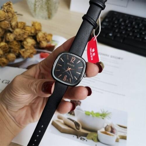 Minimalist Black Women Watches Fashion Casual Square Female Leather Clock 2021 Simple Ladies Quartz Wristwatches Reloj De Mujer