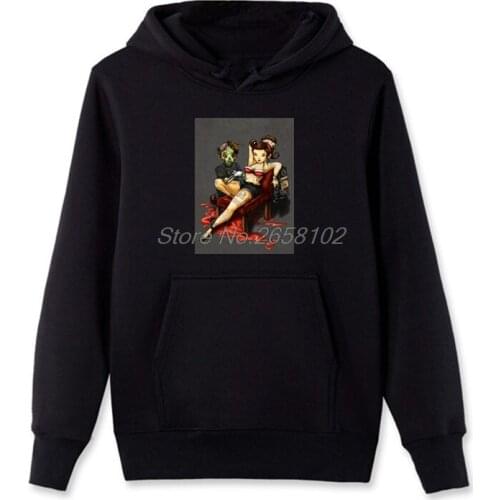 The Zombie And Pin Up Sexy Girl Hoodies Men Funny Gamer sweatshirt Mens Cotton Fashion Brand Clothes Hip Hop coats Tops