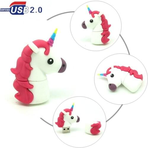New usb flash drive disk white Unicorn style memory stick pendrive Pen drive personalized 4GB 8GB 16GB 32GB mini computer gift