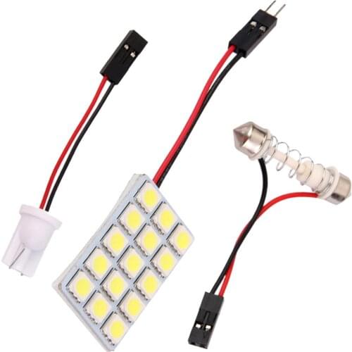 Car Interior Light Panel 15 SMD LED T10 Dome Bulb BA9S Adapter 12V DC CG