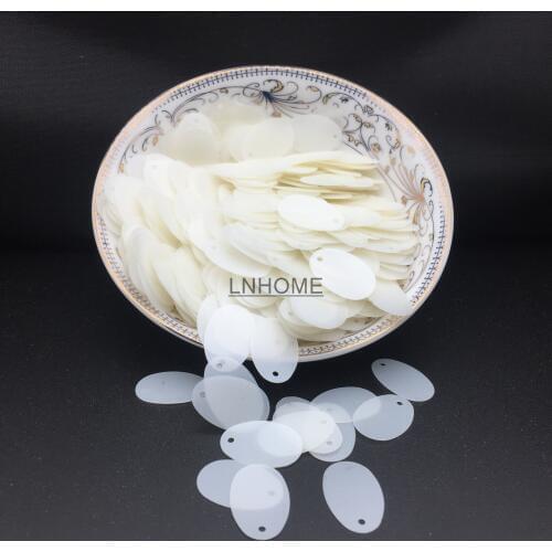 400pcs/lot 12*20mm Oval Egg Shape Sequins PVC Crafts Flat With Side Hole Belly Dance Garment DIY Accessories Matte White