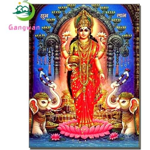 Full Diamond Painting goddess of fortune Lakshmi Cross Stitch Mosaic square round Diamond Embroidery Sale Handicraft Wall Decor
