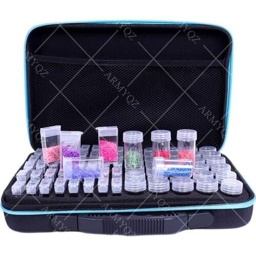 NEW 70 Bottles Diamond Painting Box Tool Container Storage Box Carry Case Holder Hand Bag Zipper Design Shockproof Durable