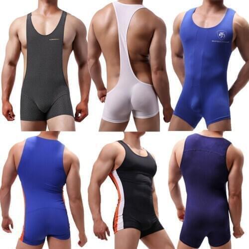 Sexy Men Undershirts Leotard Singlets Bodysuits Shorts Sports Gym Fitness Underwear Wrestle Jumpsuits Sleepwear Onderhemd Heren