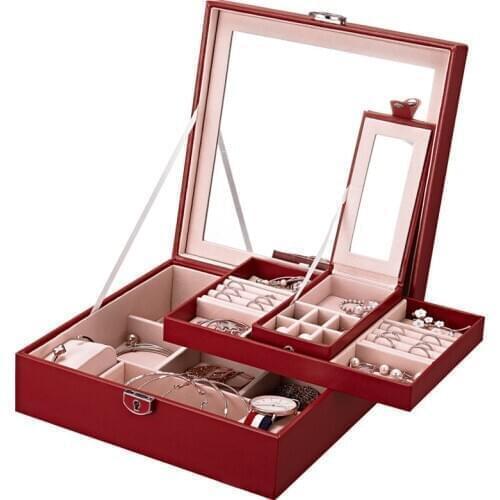 Jewelry Box Locked Jewelry Casket Portable Makeup Organizer Beauty Travel Box Necklace Holder Gift Large Capacity Packaging