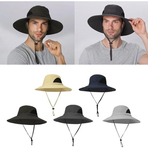 Wide Brim Sun Hat for Men Summer UV Protection Beach Hat Foldable Fishing Hat