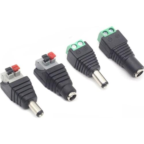 Famale Male DC Power Plug Adapter Connector 5.5mm x 2.1mm for LED Strip Lamp Press Connector CCTV Cameras