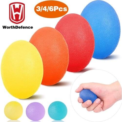 Worthdefence 3/4/6 Pieces Silica Gel Hand Grip Ball Egg Men Women Gym Fitness Finger Heavy Exerciser Strength Muscle Recovery