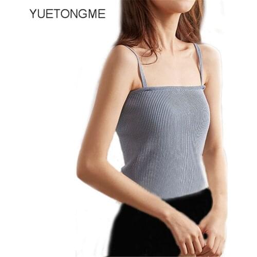 Women Knitted striped Tops Female Straps Streetwear Blue Camisole Cute Tops For Women 2021 Summer TSP173