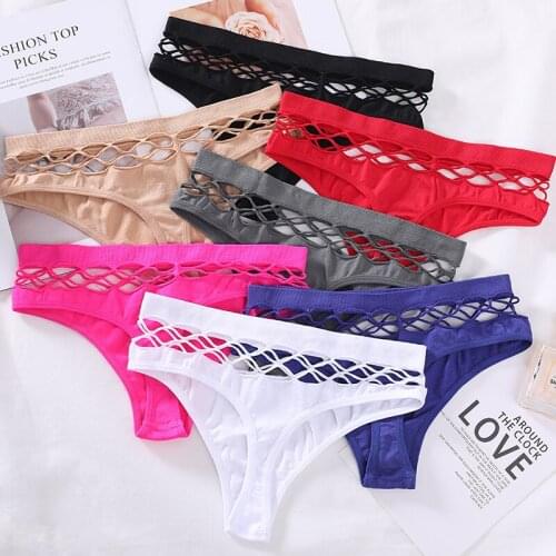 UMKA Hollow Out Lingerie Europe Seamless Sexy Panties Women Elasticity Underwear Temptation Middle-waist G String Underpant 2021
