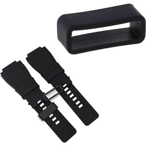 Universal 18mm Belt Loop Silicone Buckle Fastener Ring Connector Replacement Black for Garmin Vivosmart Nov-26A