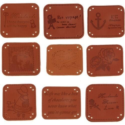 Pack of 20 PU Leather Label Square Tags Handmade Clothing Sewing Supplies 35*40mm