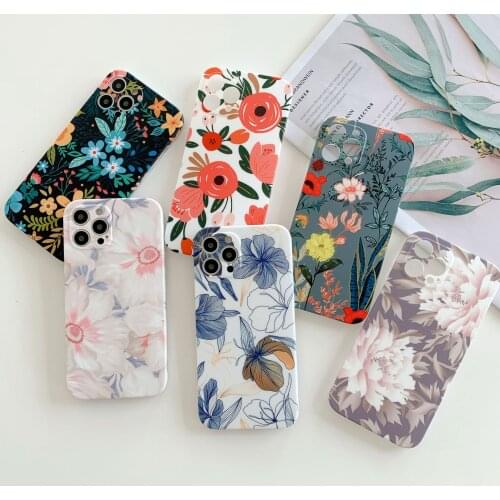 Vintage Flower Leaves Phone Case For iPhone 12 11 Pro Max X XR XS Max 7 8 Plus 12 Pro Soft Back Cover