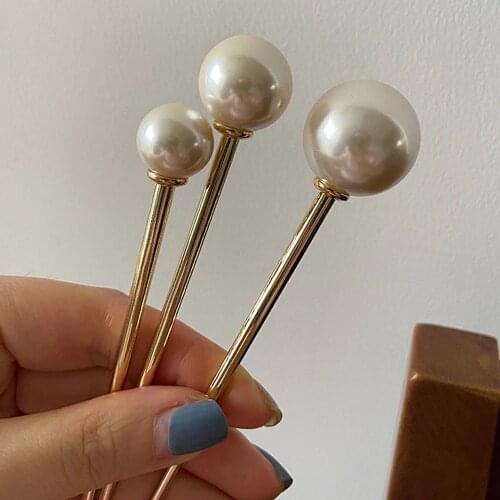 Women Fashion Hair Sticks Big Imitation Pearls Hairpins Hair Ornaments Bridal Hair Accessories Wedding Hairstyle Design Tools