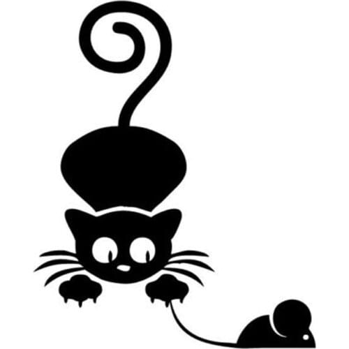 12.4*15.2CM Cute Cat & Mouse Vinyl Decal Funny Cartoon Car Sticker Decoration Accessories C4-0566