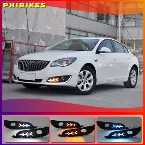 2PCS LED For Buick Opel Regal Insignia 2013 2014 2015 DRL Daytime Running Lights Daylight With Turn Signal and Night Blue Lamp