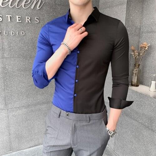2021 hot-sale Mens spring lim fit Casual long-sleeved shirts/Male High quality color scheme Business shirts Plus size S-3XL