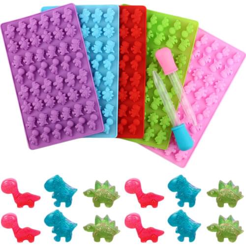 48 Cavity Cute Dinosaur Silicone Gummy Cake Molds Chocolate Mold Ice Cube Tray Candy Fondant Mould Cake Baking Decorating Tools